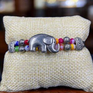 Bohemian Elephant Beaded Bracelet Colorful Adjustable Hippie Indie Festival Cute